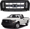 Front Bumper Grille Assembly Compatible with 2015 2016 2017 Ford F150 Centre Bumper Painted Black Housing and Insert Grille Assembly Shroud