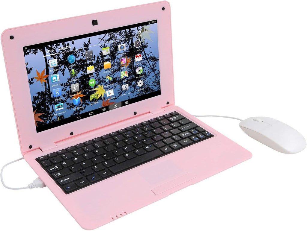 10.1" Inch Kids Netbook Laptop, Powered by Android 6.0, Quad Core Processor, 1Gb Ram, 8Gb Storage, Bluetooth, Wifi, + Customized Laptop Bag,-Pink