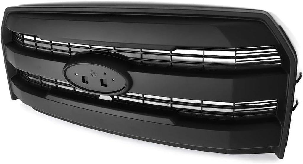 Front Grill Grille Fits 2015-2017 Ford F150 Lariat Style Matte Black Mesh W/Camera Hole Replace for FL3Z8200GA