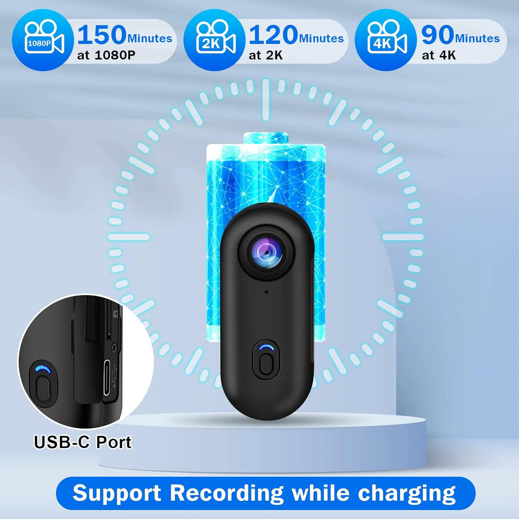 4K Mini HD Wifi 2.4G Action Camera Waterproof Magnetic Clip Click Chest Body Motorcycle POV Wearable Thumb Video Vlog Cameras