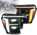 VLAND LED Headlights for 2021-2023 Ford F150 [Only Fit for F-150 with Halogen/Xenon OEM Light], Yellow or White DRL, Not for Raptor & F-150 Lightning, Black