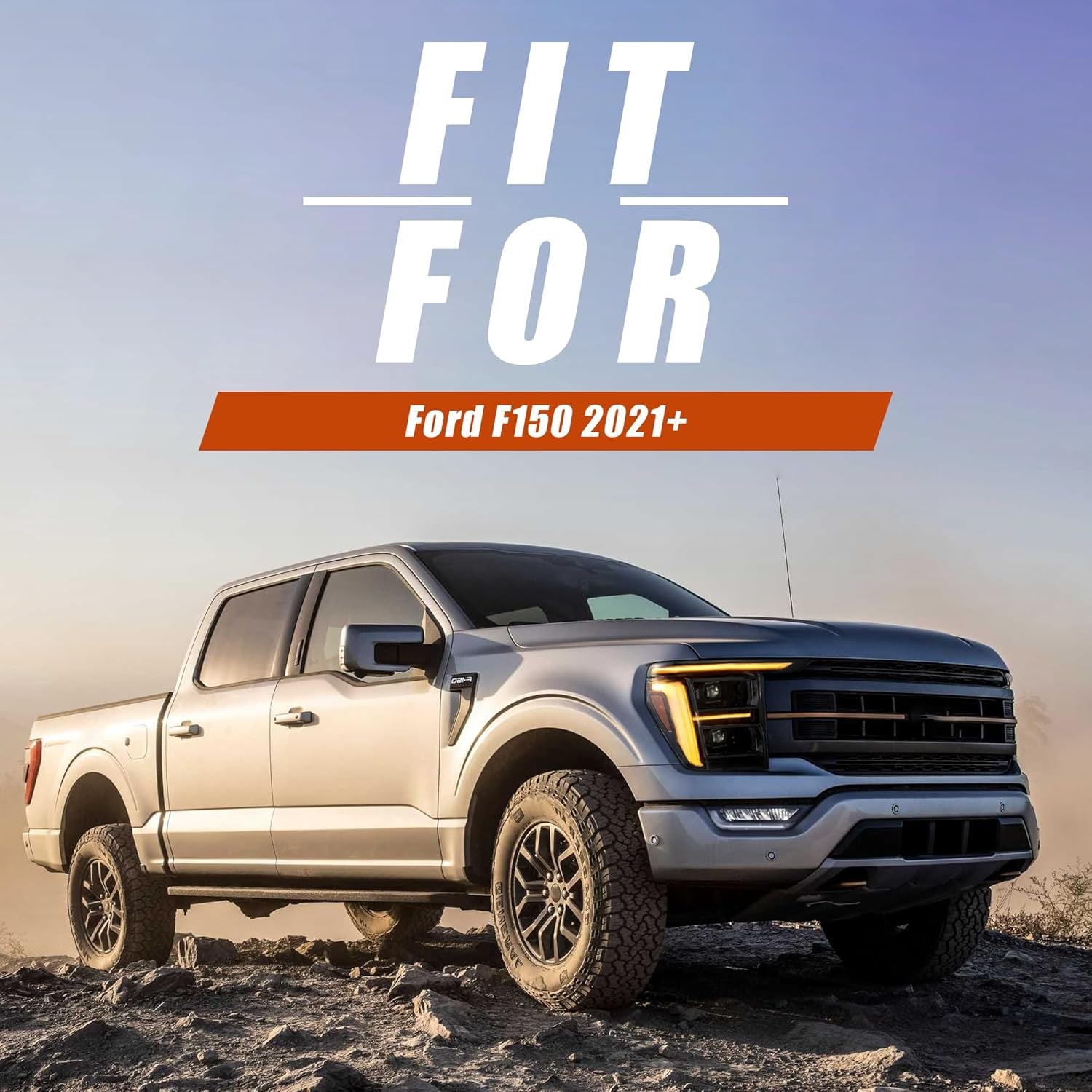 VLAND LED Headlights for 2021-2023 Ford F150 [Only Fit for F-150 with Halogen/Xenon OEM Light], Yellow or White DRL, Not for Raptor & F-150 Lightning, Black