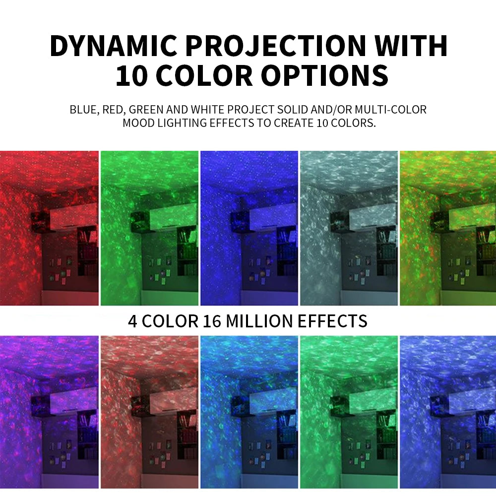 Music Player Starry Sky Projector Light LED Small Night Light USB Power Remote Control Ocean Wave Room Lighting Decoration Light