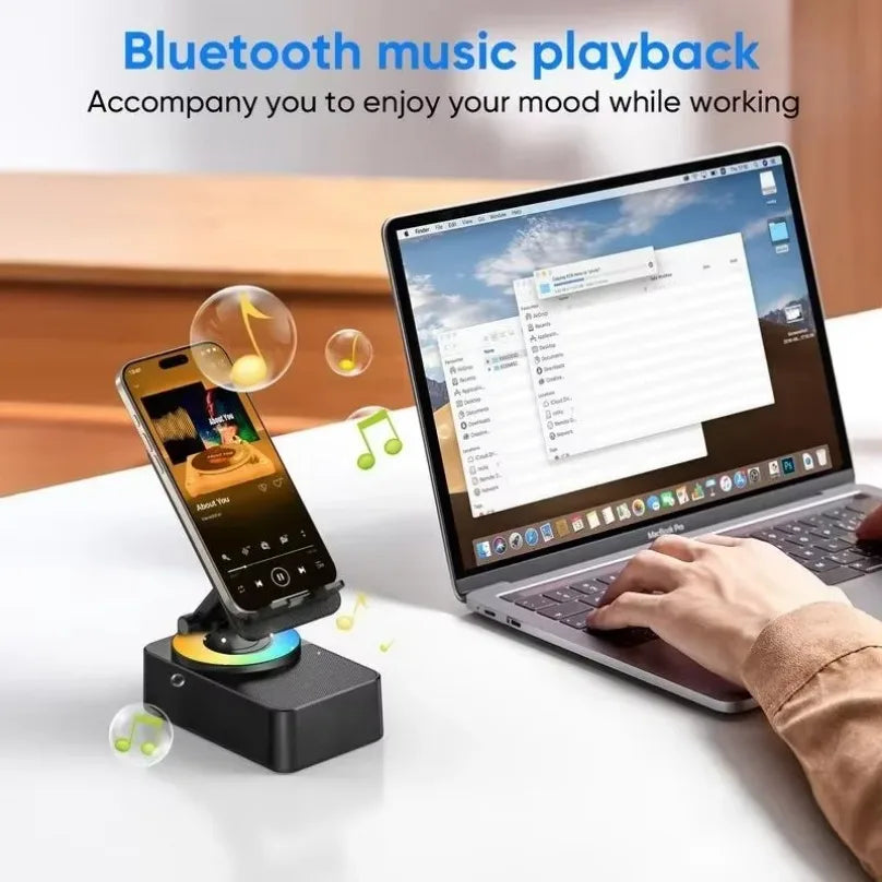 Wireless Bluetooth Speaker 5-In-1 Desktop Mobile Phone Holder Portable Power Bank Charge for Kitchen Travel Party Gym Outdoors