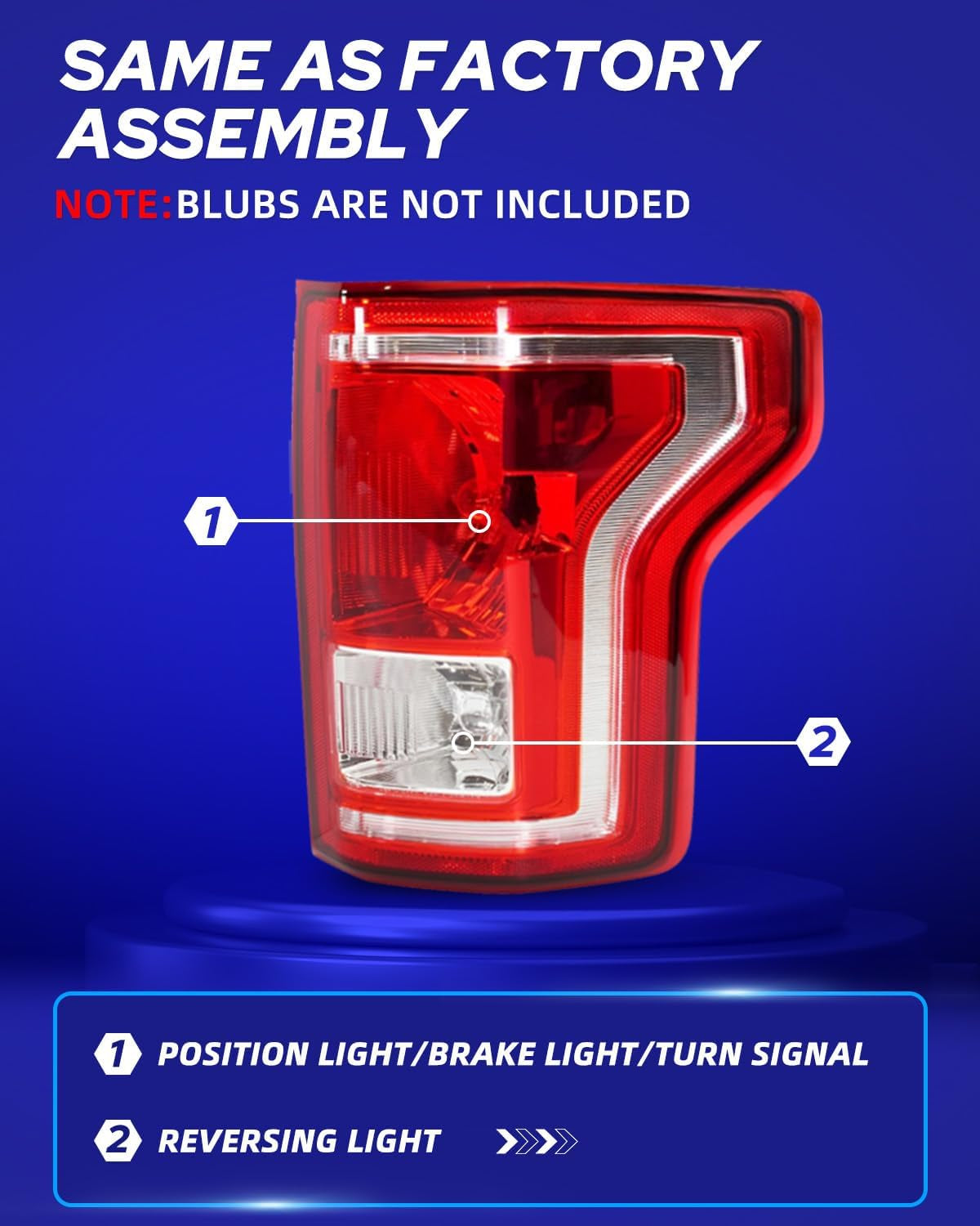 F150 Tail Light Assembly Rear Lamps Factory OEM Taillights Replacement for 2016 2017 Ford F-150 SSV/ 2015 2016 2017 Ford F-150 Lariat, XL, XLT Passenger Side(Rh)