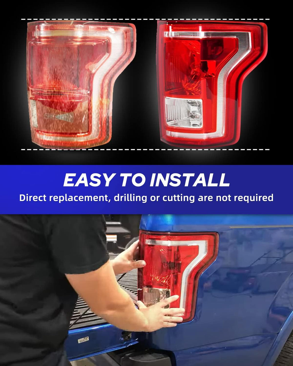 F150 Tail Light Assembly Rear Lamps Factory OEM Taillights Replacement for 2016 2017 Ford F-150 SSV/ 2015 2016 2017 Ford F-150 Lariat, XL, XLT Passenger Side(Rh)
