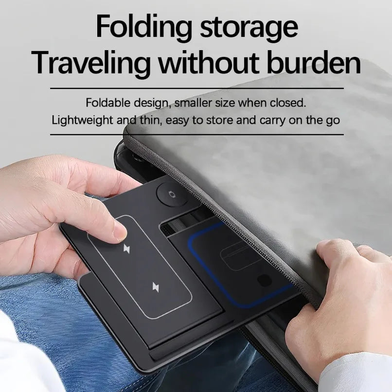 LED Fast Wireless Charger Stand 3 in 1 Foldable Charging Station for Iphone 17 16 15 Pro Max Apple Watch 9 8 7 6 5 Airpods Pro