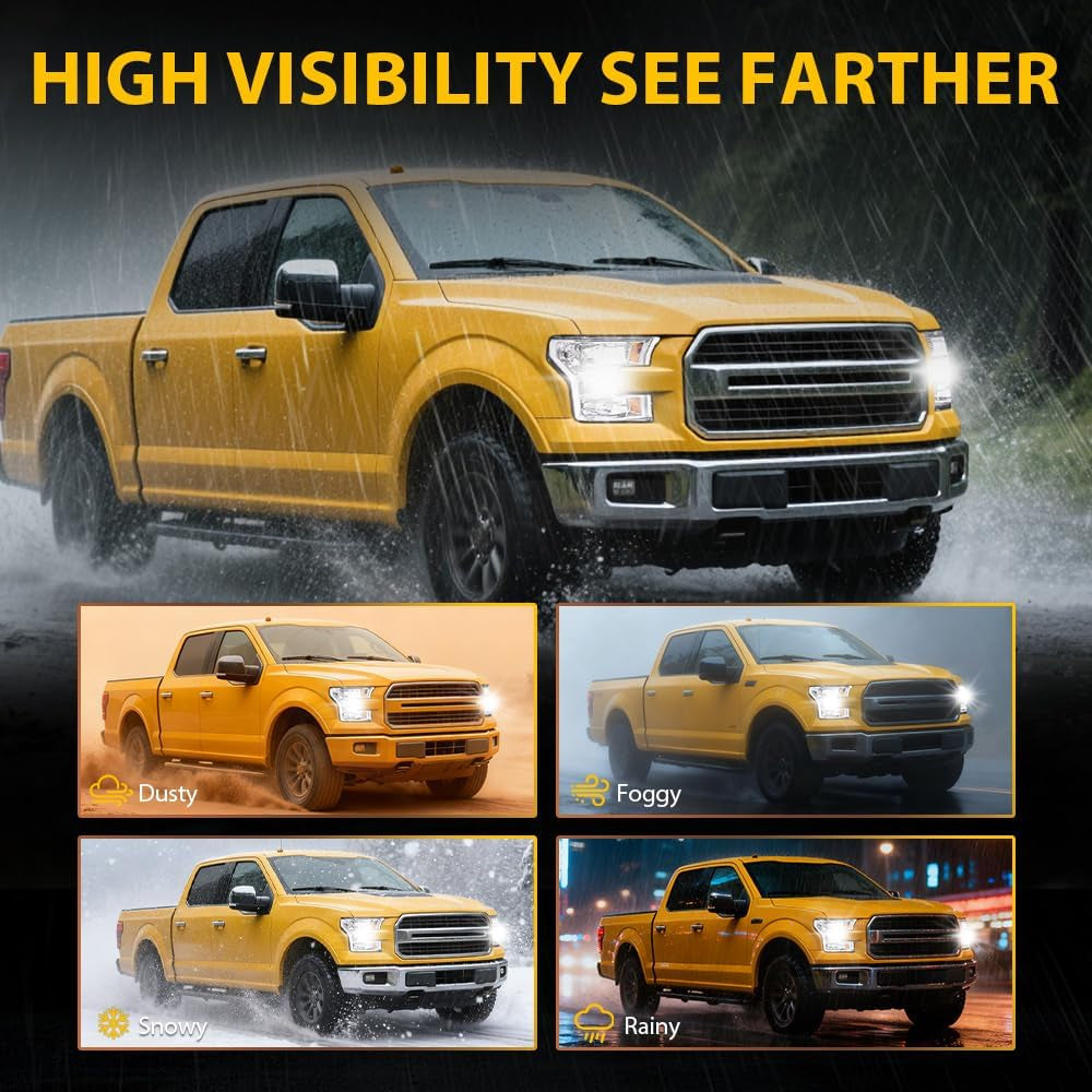Front Headlights Headlamps Assembly Left & Right Side Compatible with Ford F150 2015 2016 2017 FO2502335, FO2503335, FO2502344 Clear Lens Chrome Housing Amber Reflector
