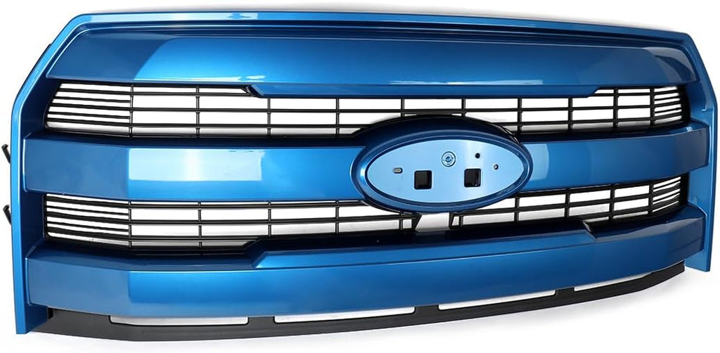 Blue Flame Bumper Grille Assembly Fits 2015-2017 Ford F150 Lariat Model Grill Assembly W/Camera Hole Replace for FL3Z8200GA
