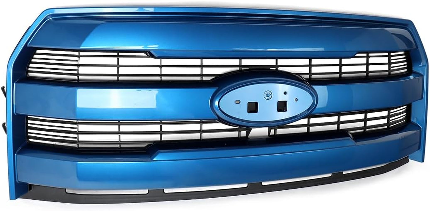 Blue Flame Bumper Grille Assembly Fits 2015-2017 Ford F150 Lariat Model Grill Assembly W/Camera Hole Replace for FL3Z8200GA