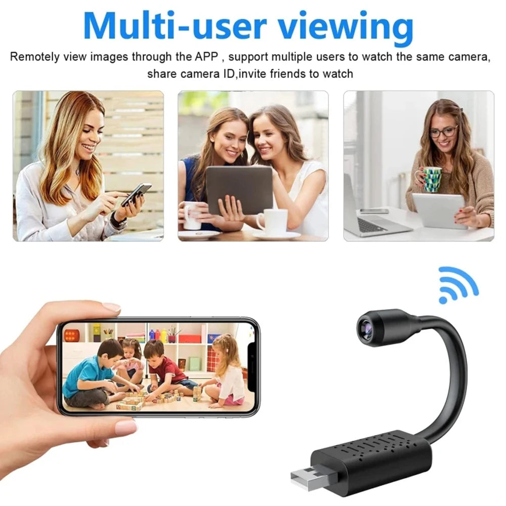 Mini Camera 1080P HD USB Wireless Camera 120° Wide Angle Motion Detection Surveillance Micro Camera Supports Remote Monitoring
