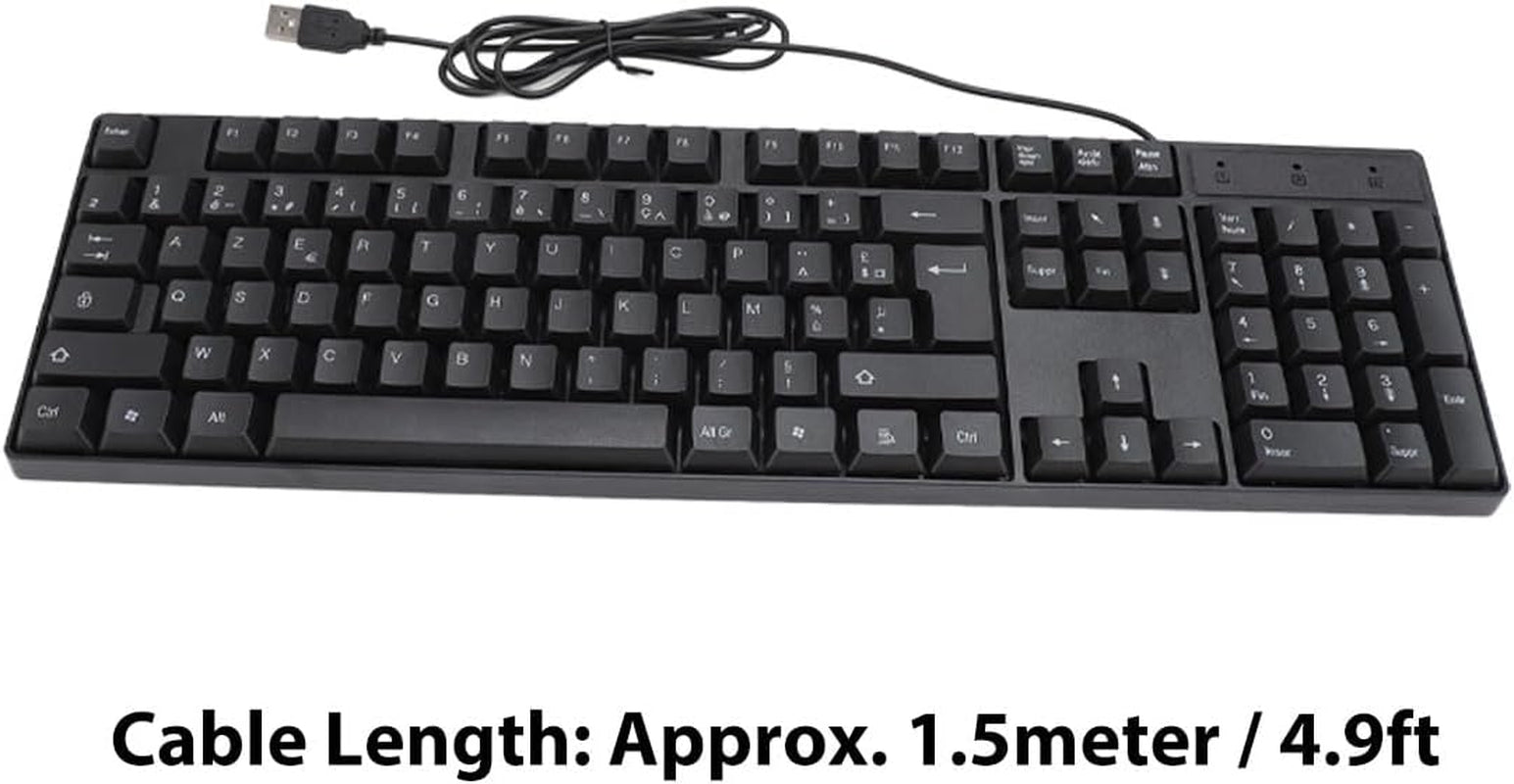 104 Keys USB Wired Gaming Keyboard, Ergonomic Design, Minority Language Keyboard with 1.5M Cable, for Office, Computer, and Laptop, 4.9Ft Cable (French(Azerty Layout)), q7809Fxogu-14