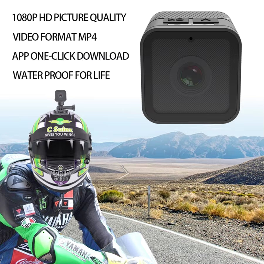 Equipped with Wifi Waterproof Camera, High-Definition 1080P Portable Sports Mini Camera, Motorcycle and Bicycle Driving Recorder
