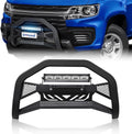 Bull Bar with LED Light & License Plate Frame Compatible with 2015-2022 Chevy Colorado & GMC Canyon Front Brush Guard, Truck Guard Grille, Bumper Push Bar (Include Light Mount & Skid Plate)