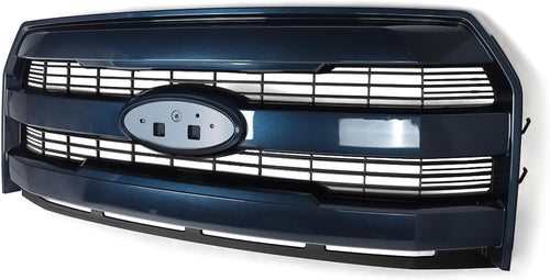 Blue Jeans Mesh Grille Assembly Compatible with 2015-2017 Ford F150 Lariat Style Front Upper Grill W/O Camera Hole Replace for FL3Z8201GA