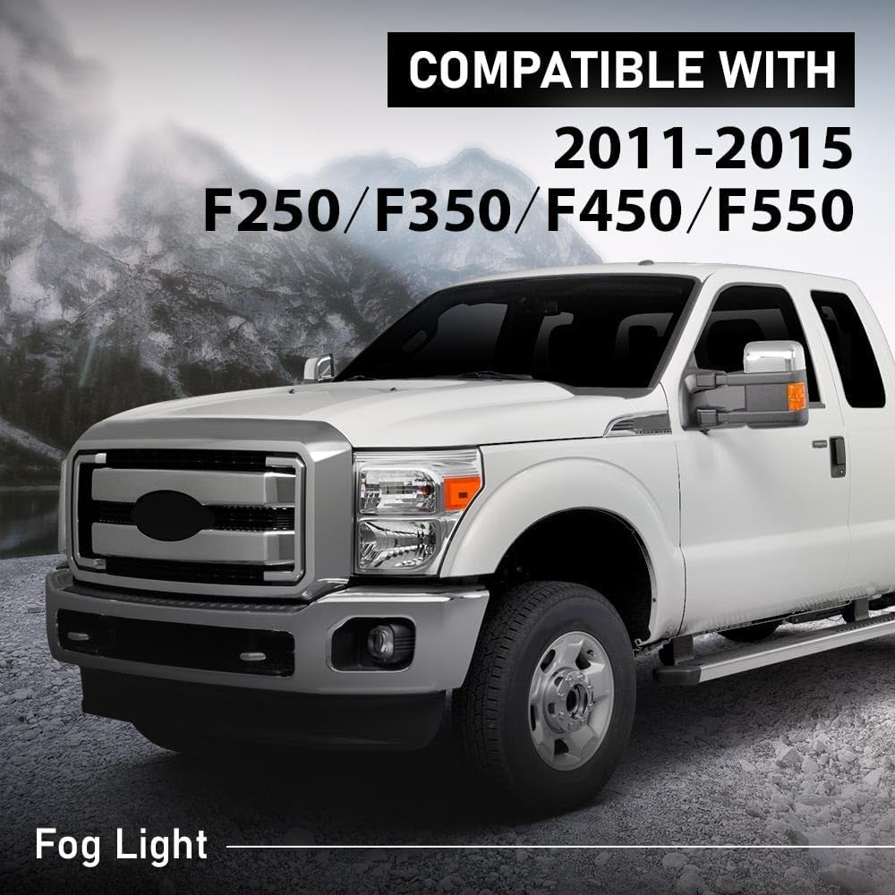 Fog Lights Driver and Passenger Side W/Harness and Switch Compatible with Ford F250 F350 F450 F550 Super Duty 2011-2016 Front Bumper Fog Lamp FO2593230 FO2592230 Clear Lens