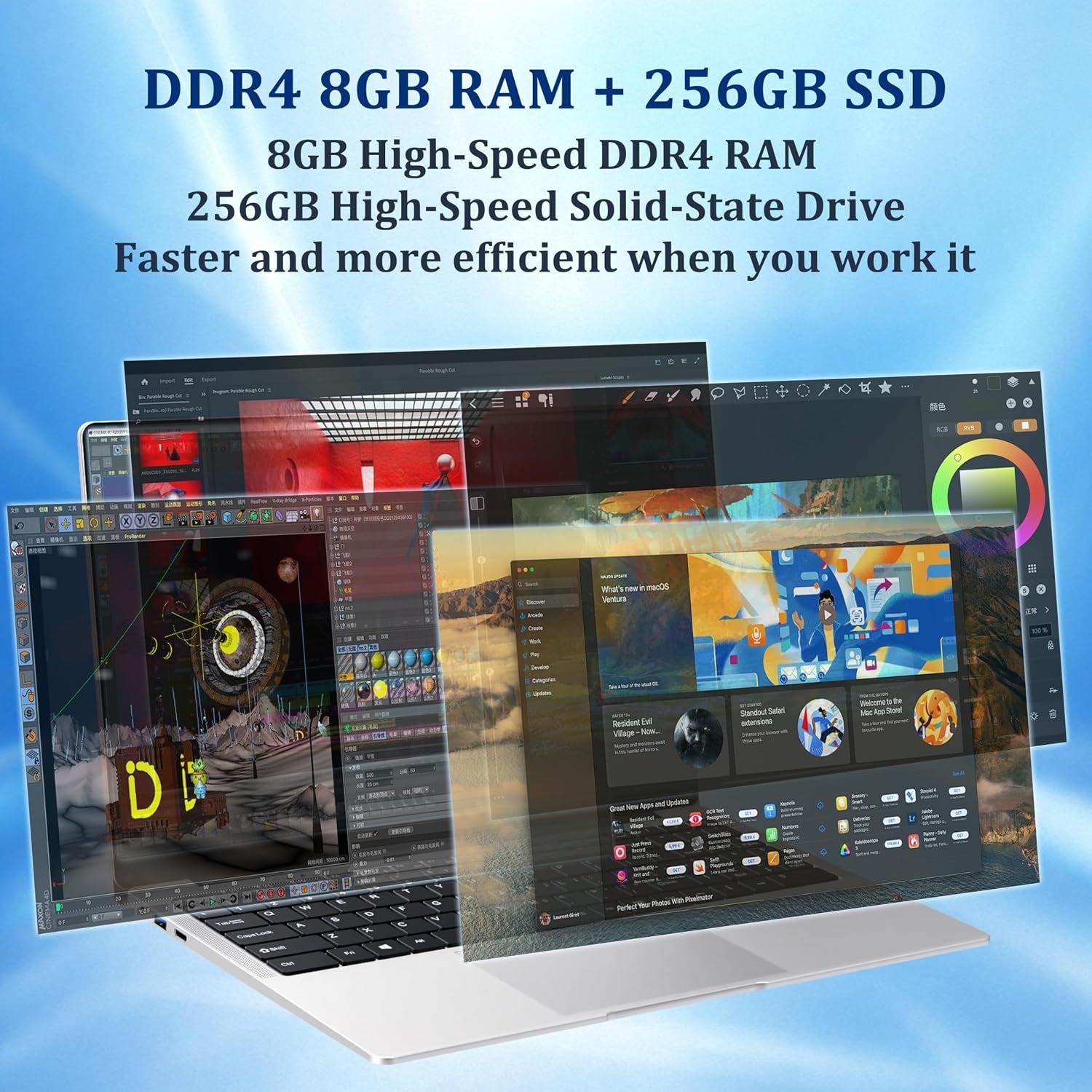 2026 Laptop, 15.6” Laptops Celeron N4000 Processor with 8GB RAM DDR4 256GB SSD, UHD Graphics 600, FHD 1920*1080, 180 Angle Opening Lap Top, BT 4.2, Wifi 5, Lightweight Portable Laptop Computer