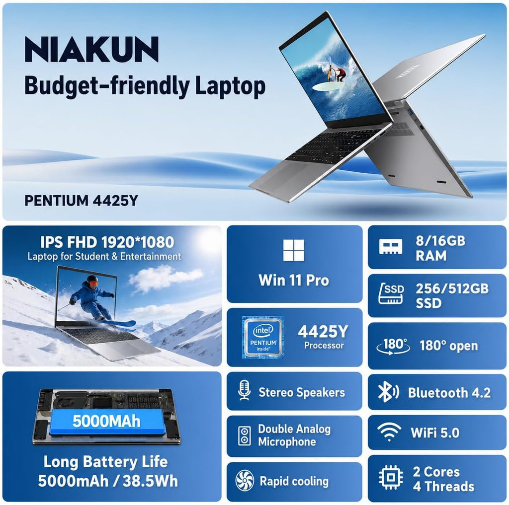 2026 Laptops Computer,15.6" Windows 11 Pro Laptop with Office 365 Included,8Gb RAM 256GB Ssd,Intel Pentium Process,6H Battery,Mini Hdmi,Cam|Mic,Portable Thin Lap Top for College Student Business Work