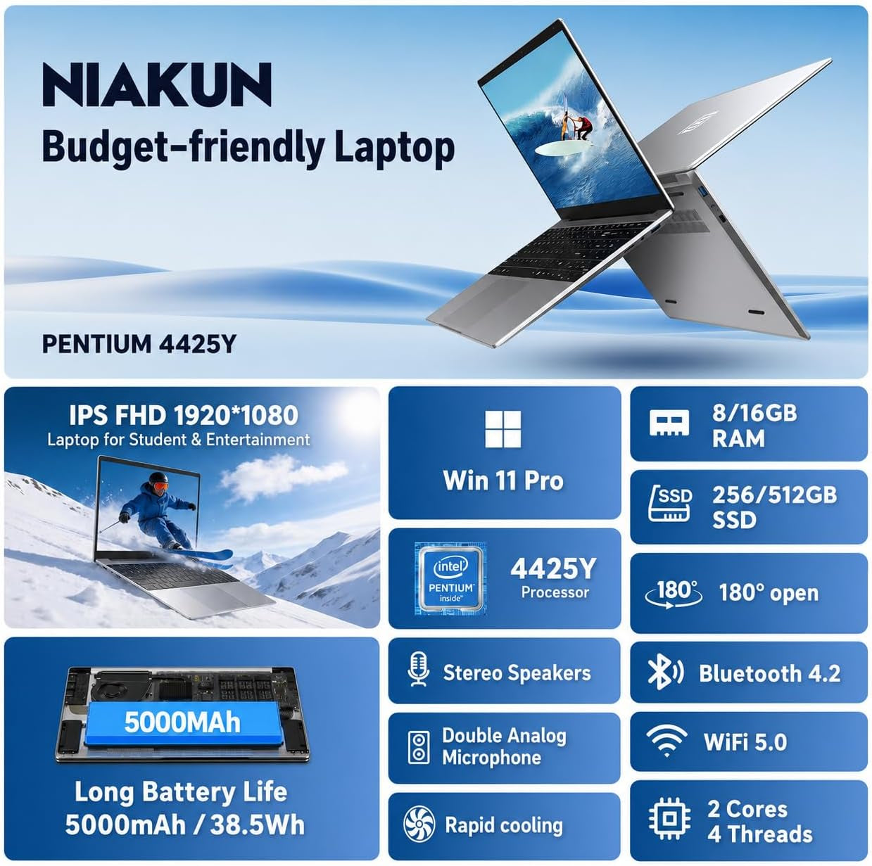 2026 Laptops Computer,15.6" Windows 11 Pro Laptop with Office 365 Included,8Gb RAM 256GB Ssd,Intel Pentium Process,6H Battery,Mini Hdmi,Cam|Mic,Portable Thin Lap Top for College Student Business Work