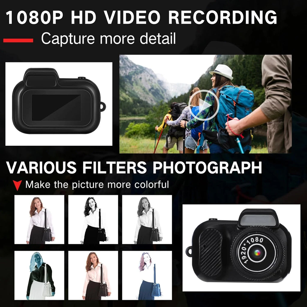 Retro Mini Camera with Screen Indoor Home Outdoor 1080P HD Portable Very Small Camera Video Support TF Card Holiday Gifts