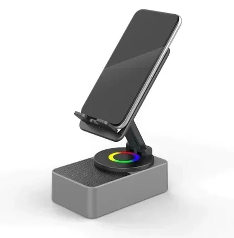 Wireless Bluetooth Speaker 5-In-1 Desktop Mobile Phone Holder Portable Power Bank Charge for Kitchen Travel Party Gym Outdoors