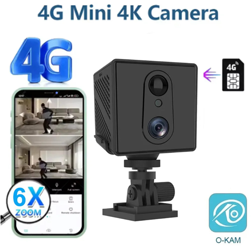 UHD 5MP 4G Sim Card Surveillance Security Mini Camera Rechargeable 3000Mah Low Power Surveillance Camera for Home Indoor