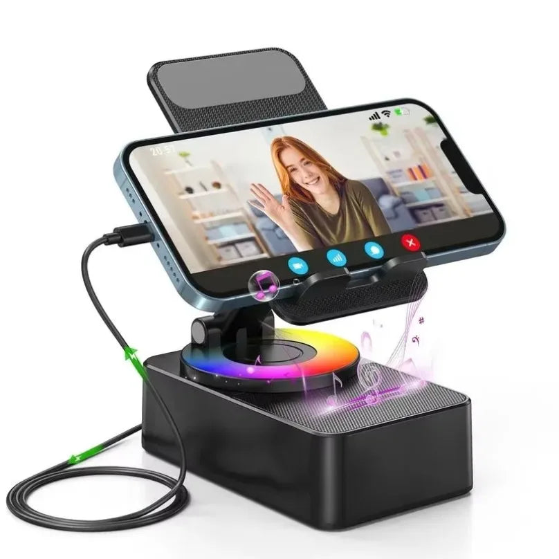 Wireless Bluetooth Speaker 5-In-1 Desktop Mobile Phone Holder Portable Power Bank Charge for Kitchen Travel Party Gym Outdoors