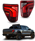 Upgrade Tail Lights for Ford F150 F-150 All Models 2021-2025 14Th Gen New Taillights with Startup Animation Flashing Turn Signal Running Reverse Brake Stop Rear Lamp(Red)